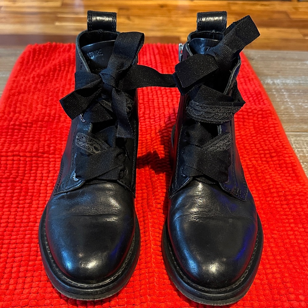 Zadig & Voltaire Black Leather Combat Boots